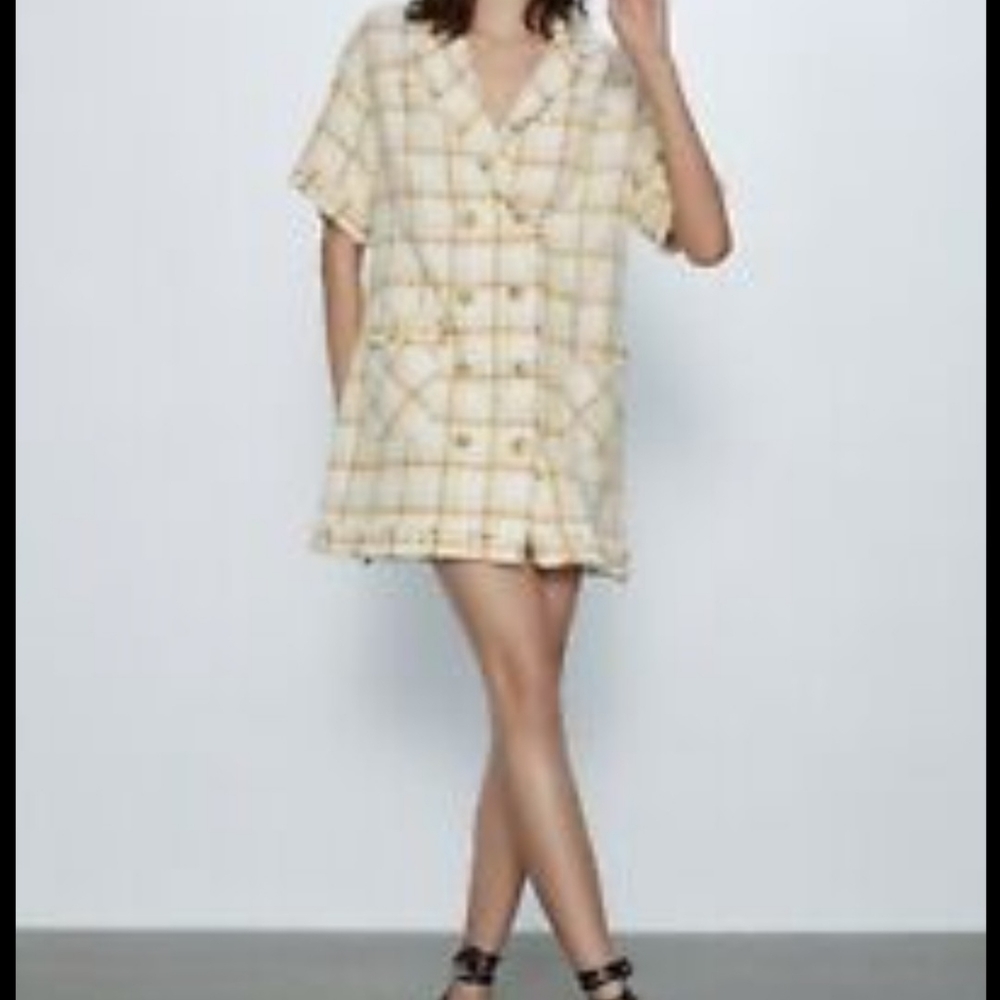 Zara tweed retro mini dress with frayed details